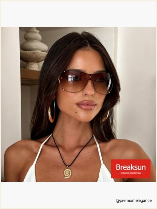 Oversized Y2K Wrap Around Shield Sunglasses Rimless Trendy UV400 main image 4